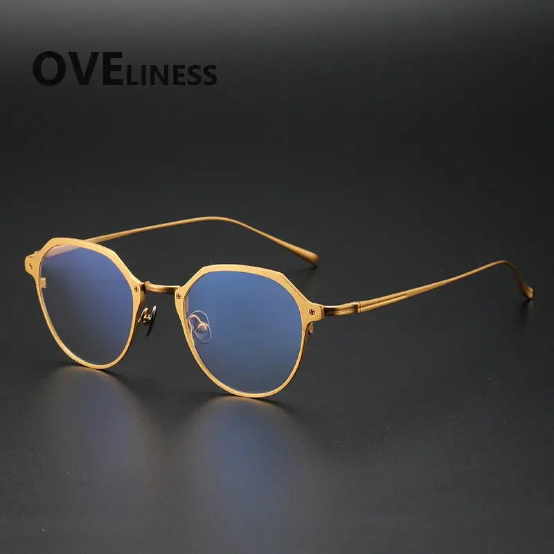 Unisex Polygon Full Rim Titanium Oversized Prescription Glasses 642039 — view 6 | Rx Spectacle