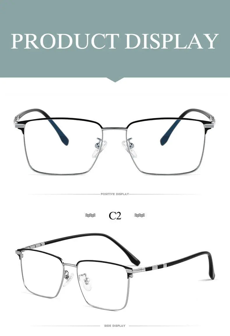 Men's Square Full Rim Titanium Prescription Glasses T8631t — view 10 | Rx Spectacle