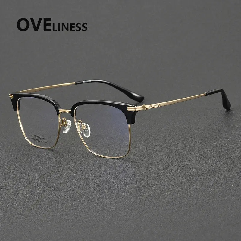Unisex Square Full Rim Titanium Oversized Prescription Glasses 32009 — view 5 | Rx Spectacle