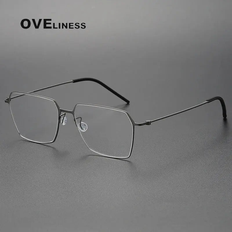 Unisex Square Full Rim Titanium Flat Top Prescription Glasses O5514 — view 7 | Rx Spectacle