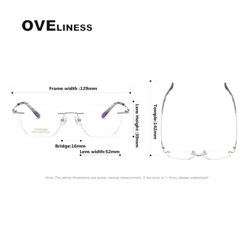 Women's Oval Rimless Titanium Flat Top Prescription Glasses 6015 — view 6 | Rx Spectacle