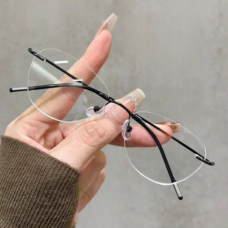 Women's Browline Rimless Titanium Prescription Glasses 418321 — view 7 | Rx Spectacle