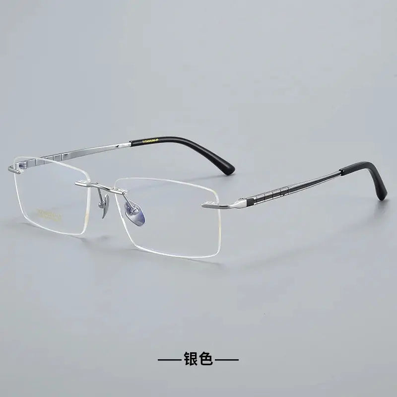 Women's Browline Rimless Titanium Prescription Glasses 91104 — view 3 | Rx Spectacle