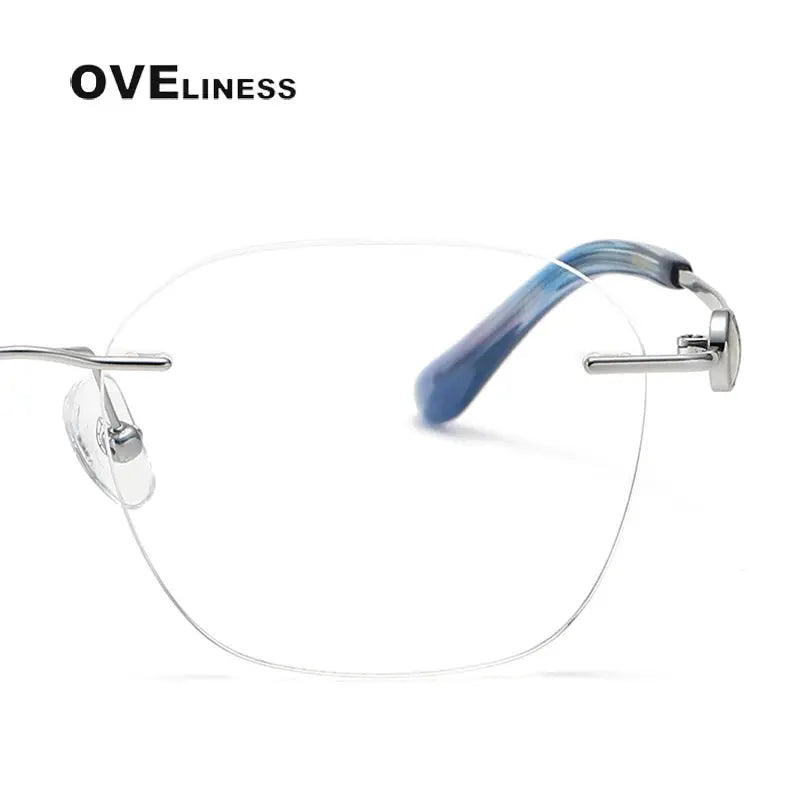 Women's Oval Rimless Titanium Prescription Glasses 196012 — view 3 | Rx Spectacle