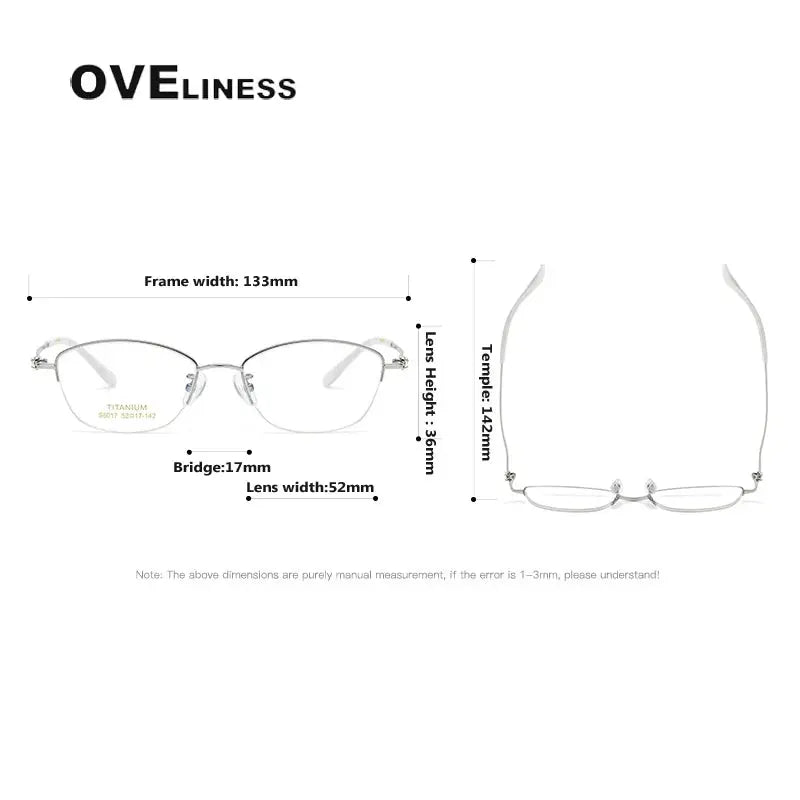 Women's Oval Semi-Rimless Titanium Prescription Glasses 6017 — view 6 | Rx Spectacle