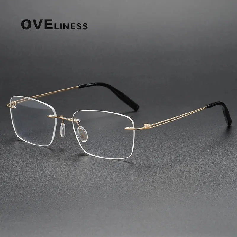 Women's Square Rimless Titanium Prescription Glasses 380960 — view 6 | Rx Spectacle
