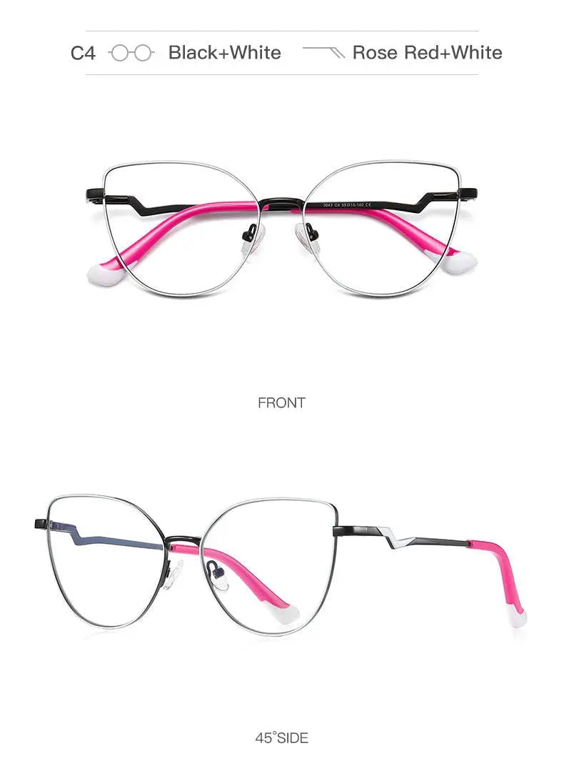 Women's Cat Eye Full Rim Alloy Prescription Glasses 3043 — view 18 | Rx Spectacle