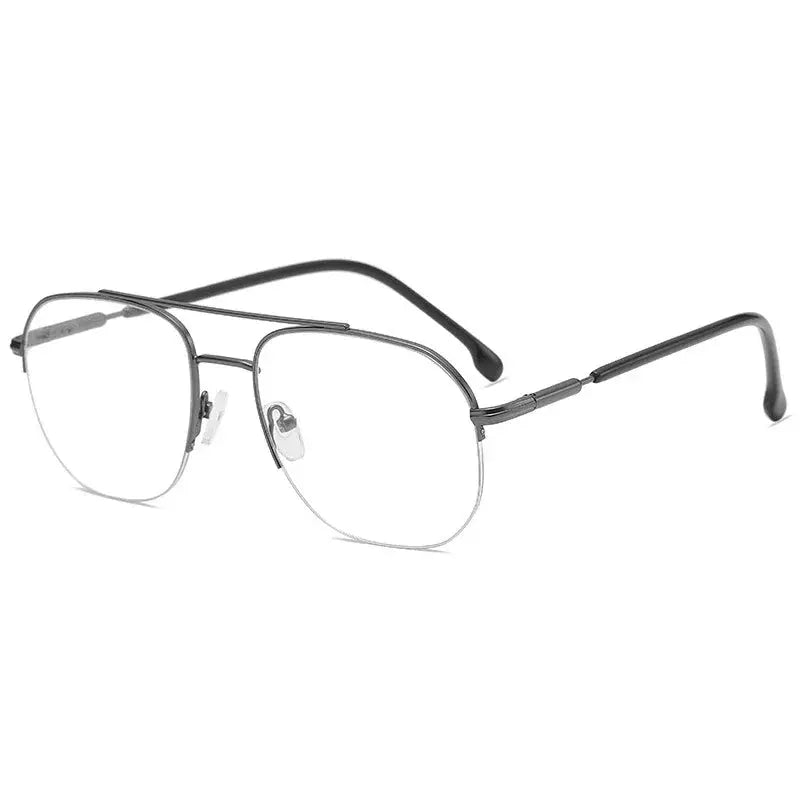Unisex Square Semi-Rimless Titanium Prescription Glasses 95926 — view 8 | Rx Spectacle