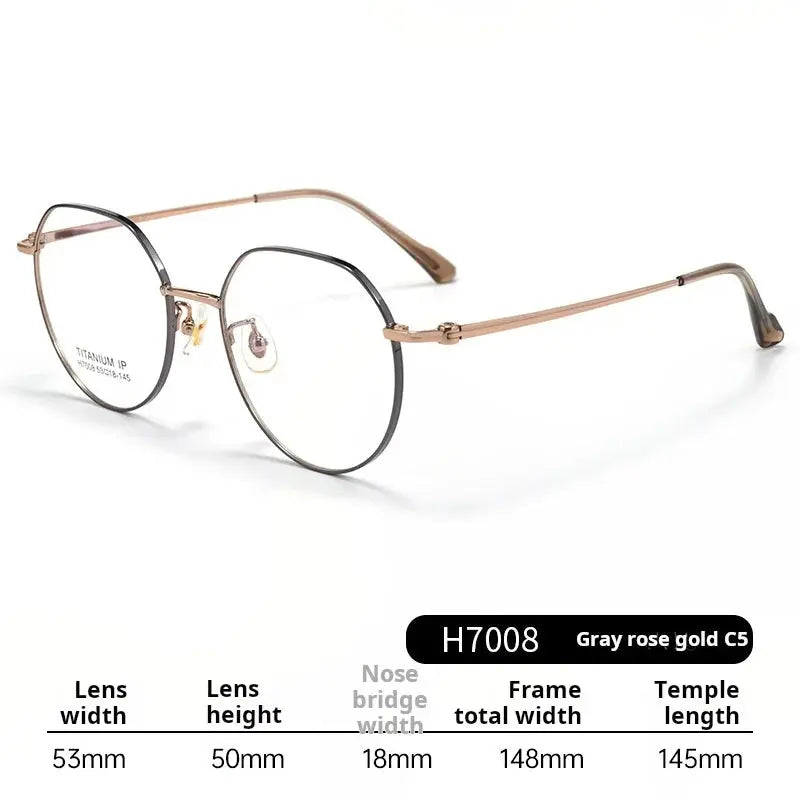 Unisex Round Full Rim Titanium Flat Top Prescription Glasses 77008 — view 7 | Rx Spectacle