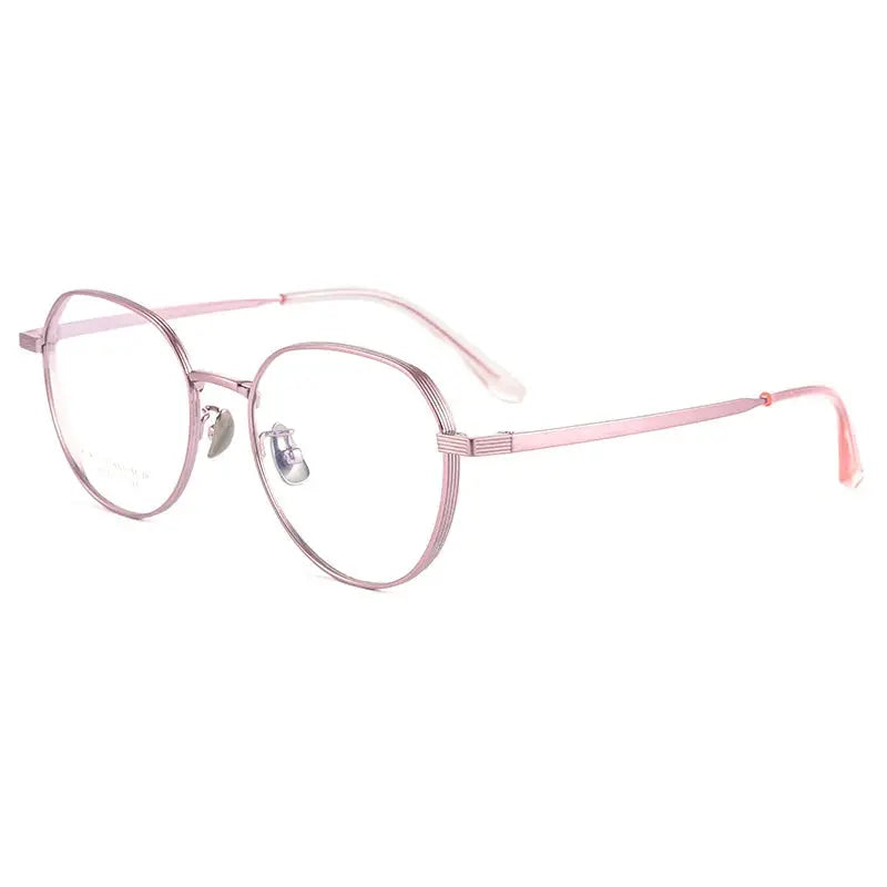 Women's Round Full Rim Titanium Flat Top Prescription Glasses 20507 — view 5 | Rx Spectacle
