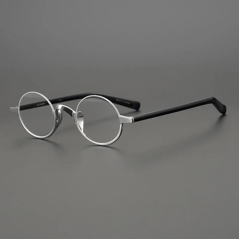 Unisex Round Semi-Rimless Titanium Prescription Glasses N80 — view 6 | Rx Spectacle