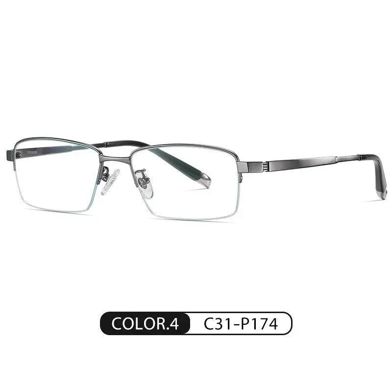 Men's Square Semi-Rimless Titanium Prescription Glasses Pt907 — view 2 | Rx Spectacle