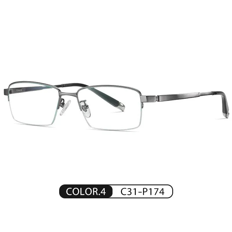 Women's Square Semi-Rimless Titanium Prescription Glasses 0907 — view 6 | Rx Spectacle