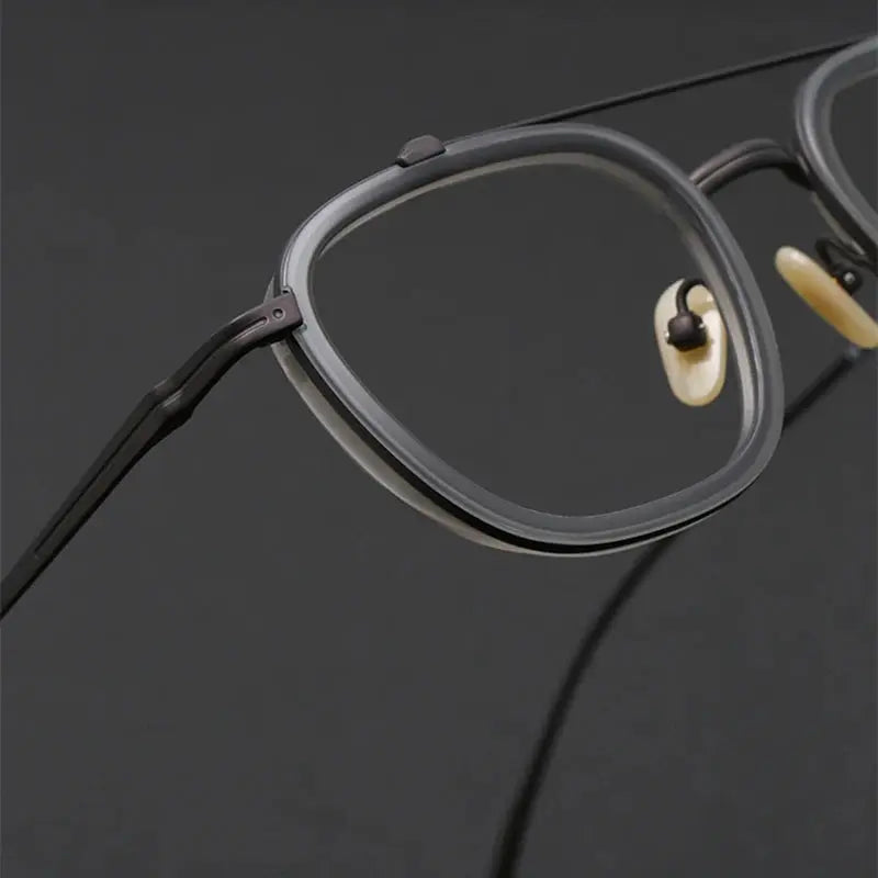 Unisex Square Full Rim Titanium Double Bridge Prescription Glasses 9025 — view 5 | Rx Spectacle