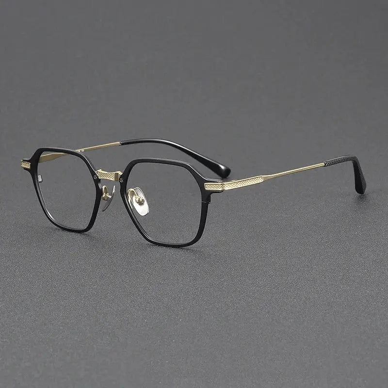 Unisex Square Full Rim Titanium Flat Top Prescription Glasses 63425 — view 3 | Rx Spectacle