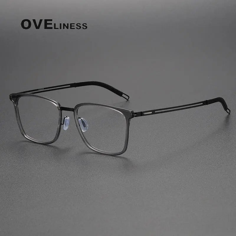 Unisex Square Full Rim Titanium Screwless Prescription Glasses 8202305 — view 3 | Rx Spectacle