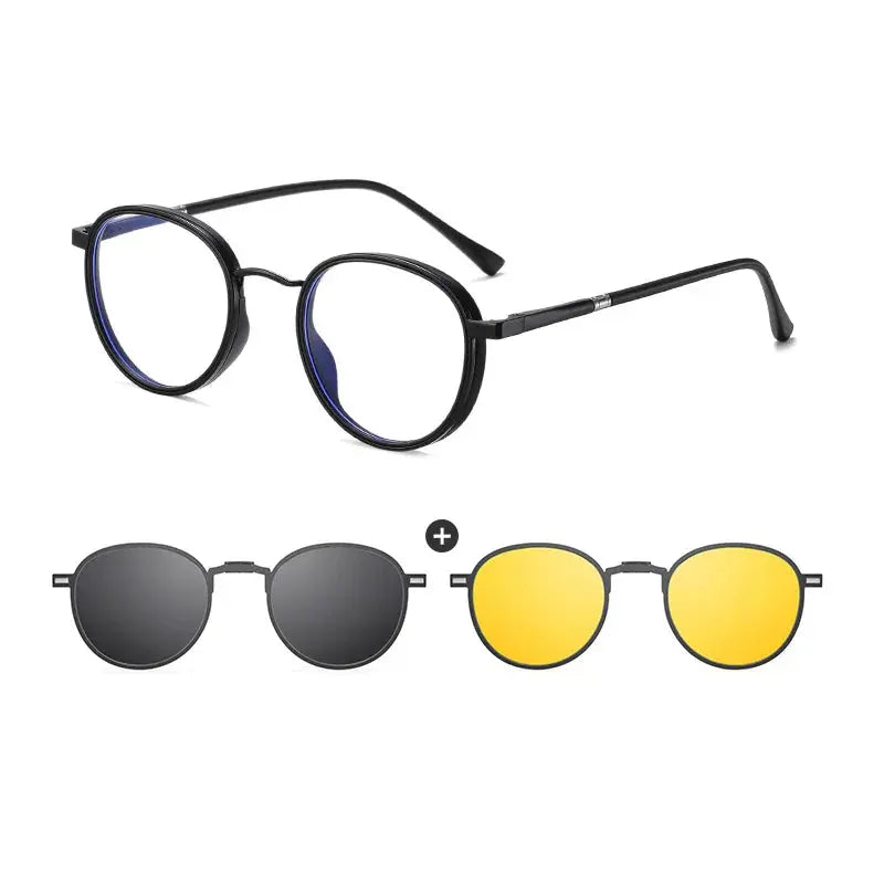 Unisex Oval Full Rim Alloy Clip-On Prescription Glasses 770671 — view 3 | Rx Spectacle