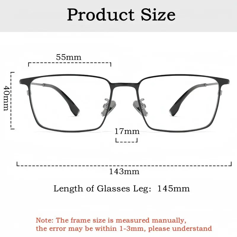 Men's Square Full Rim Titanium Prescription Glasses 86037 — view 2 | Rx Spectacle