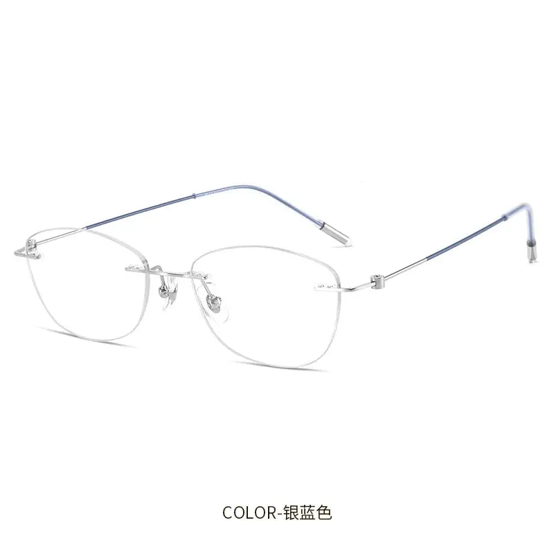 Women's Cat Eye Rimless Titanium Prescription Glasses 6071 — view 3 | Rx Spectacle