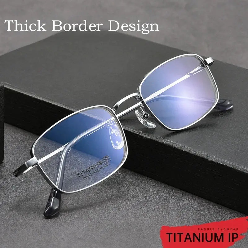 Men's Square Full Rim Titanium Oversized Prescription Glasses 15339 — view 2 | Rx Spectacle