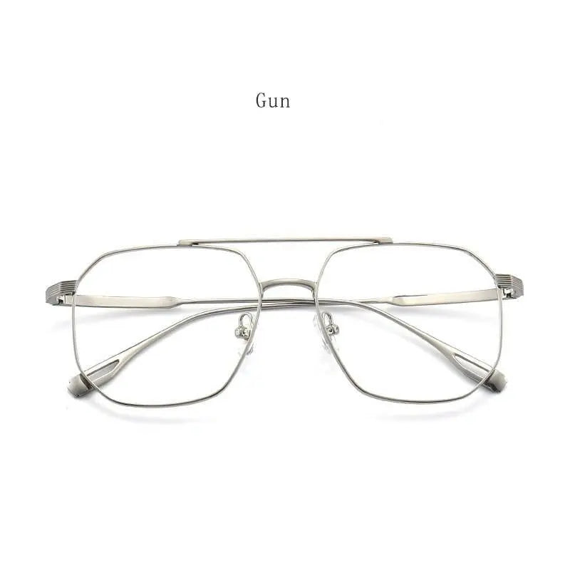 Men's Square Full Rim Titanium Double Bridge Prescription Glasses 47002 — view 6 | Rx Spectacle