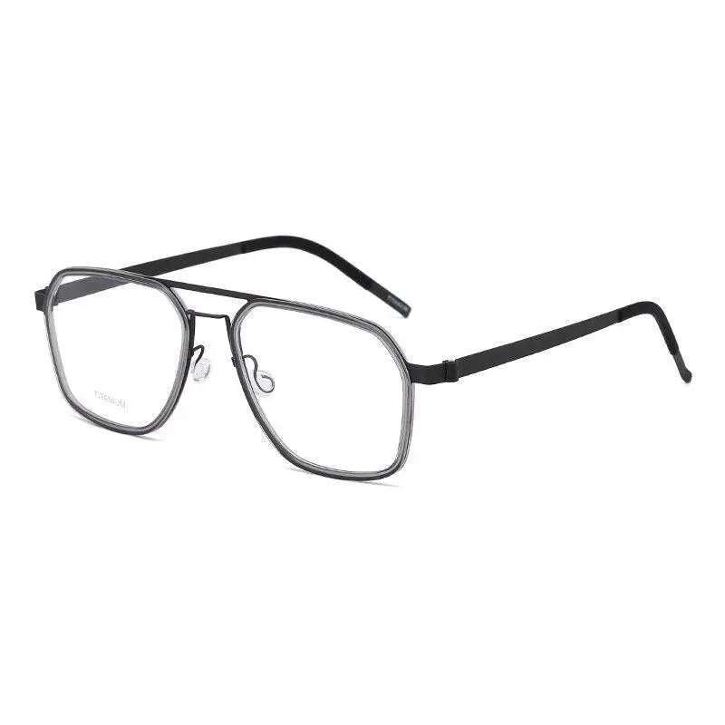 Unisex Polygon Full Rim Titanium Double Bridge Prescription Glasses 9753 — view 6 | Rx Spectacle
