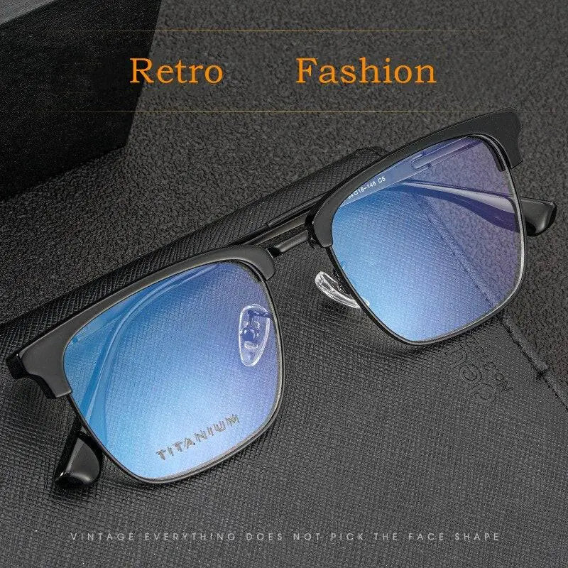 Men's Square Full Rim Titanium Prescription Glasses 8653cmh — view 6 | Rx Spectacle