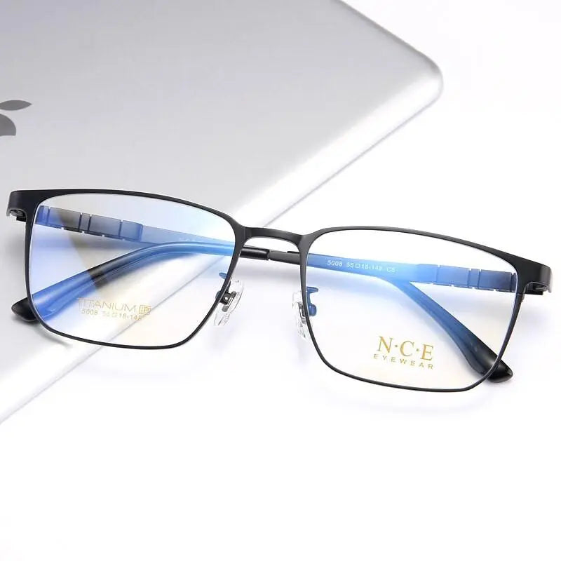 Men's Square Full Rim Titanium Prescription Glasses 5008 — view 5 | Rx Spectacle