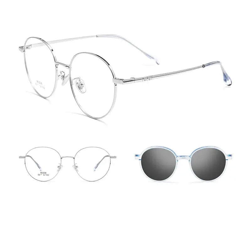 Women's Round Full Rim Alloy Clip-On Prescription Glasses 8608 — view 5 | Rx Spectacle