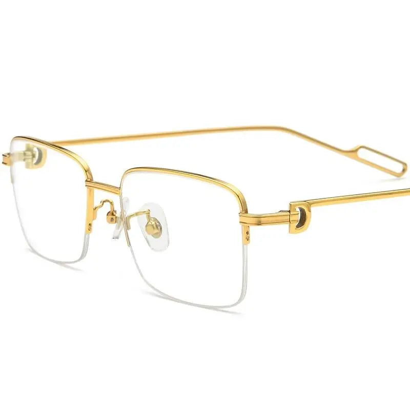 Men's Square Semi-Rimless Titanium Prescription Glasses 150258 — view 2 | Rx Spectacle