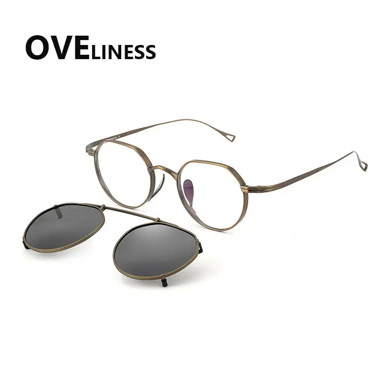 Women's Polygon Full Rim Titanium Clip-On Prescription Glasses 29916 — view 6 | Rx Spectacle