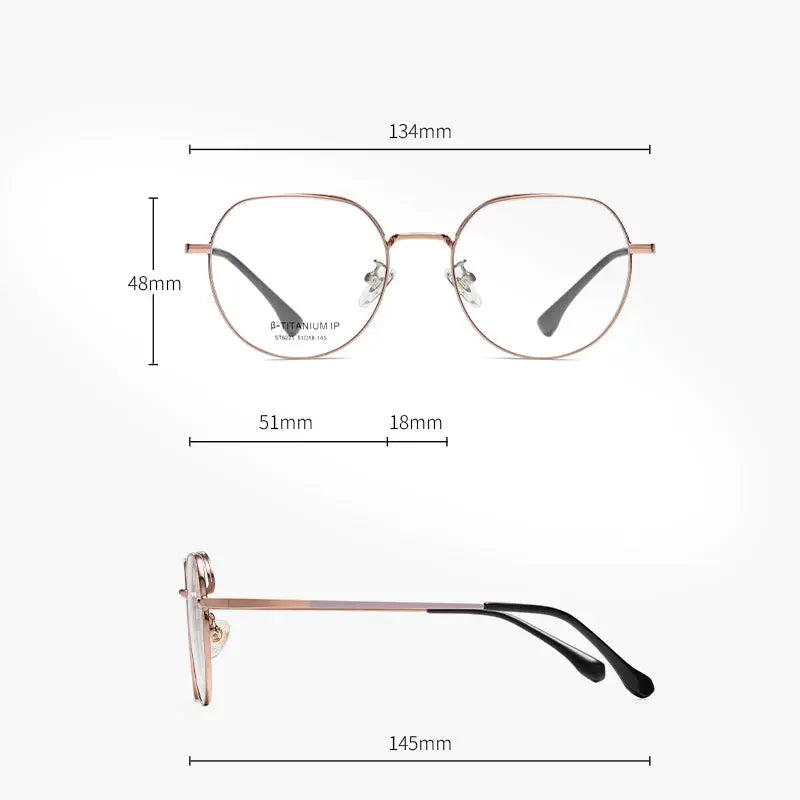 Women's Round Full Rim Titanium Flat Top Prescription Glasses 6225 — view 2 | Rx Spectacle