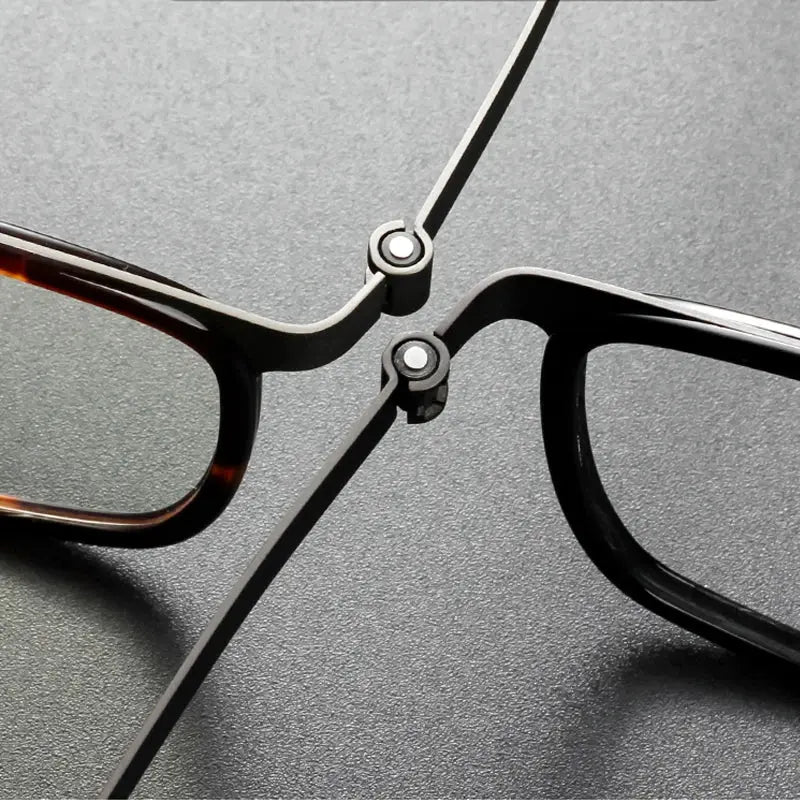 Unisex Rectangular Full Rim Titanium Prescription Glasses 9711 — view 6 | Rx Spectacle