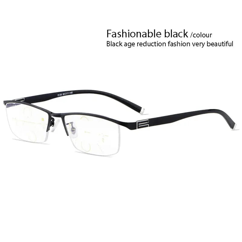 Unisex Square Semi-Rimless Alloy Reading Glasses 56170 — view 3 | Rx Spectacle