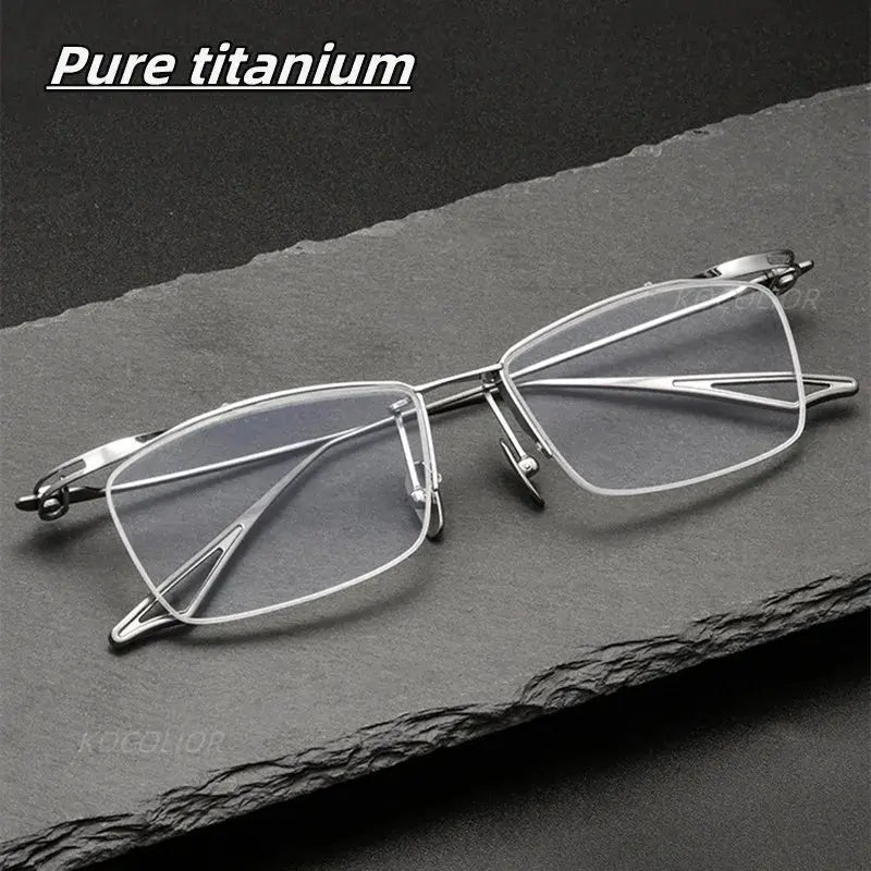 Unisex Browline Semi-Rimless Titanium Prescription Glasses 2266 — view 1 | Rx Spectacle