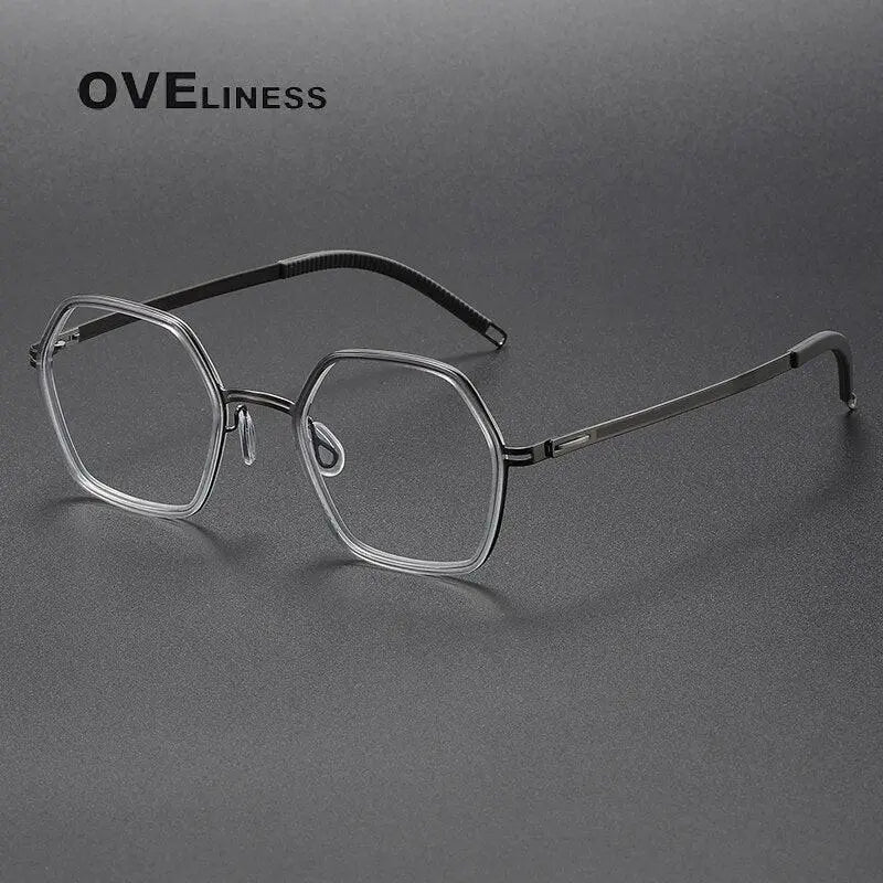 Unisex Polygon Full Rim Titanium Prescription Glasses 8202322 — view 7 | Rx Spectacle