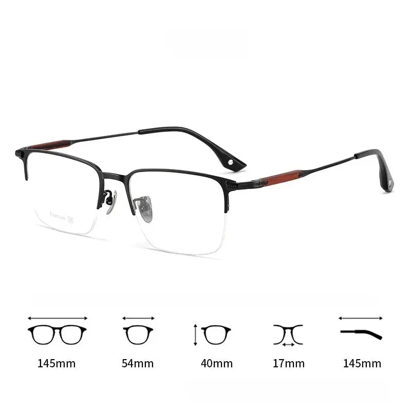 Men's Square Semi-Rimless Titanium Prescription Glasses 18231 — view 5 | Rx Spectacle