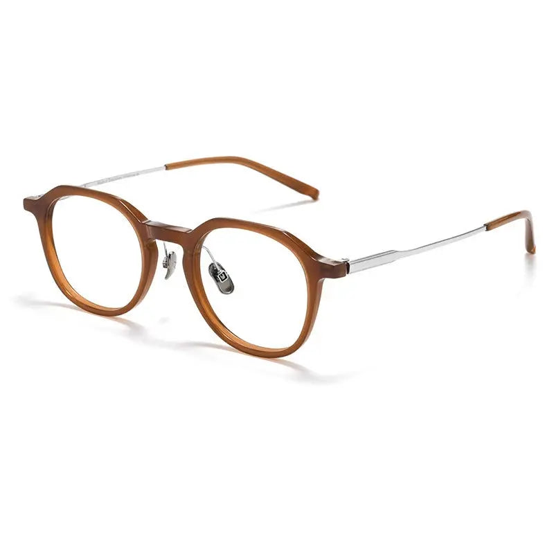 Unisex Oval Full Rim Titanium Flat Top Prescription Glasses 368112 — view 4 | Rx Spectacle