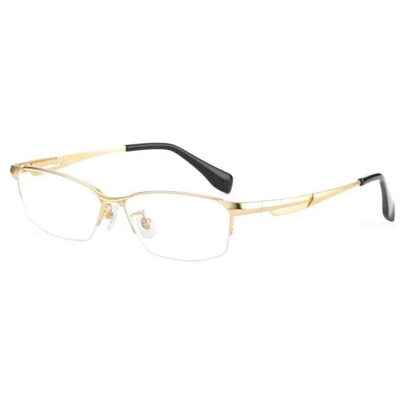Men's Rectangular Semi-Rimless Titanium Prescription Glasses E85759 — view 4 | Rx Spectacle