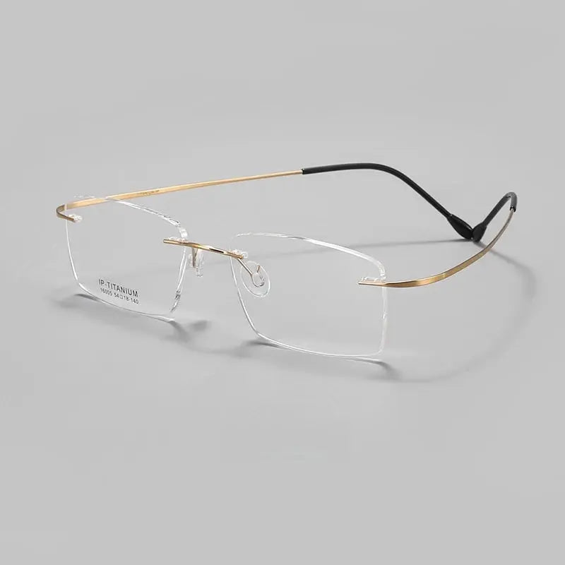 Unisex Square Rimless Titanium Prescription Glasses 41600 — view 5 | Rx Spectacle