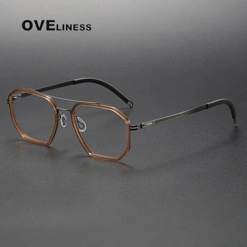 Women's Oval Full Rim Titanium Double Bridge Prescription Glasses 8202316 — view 4 | Rx Spectacle