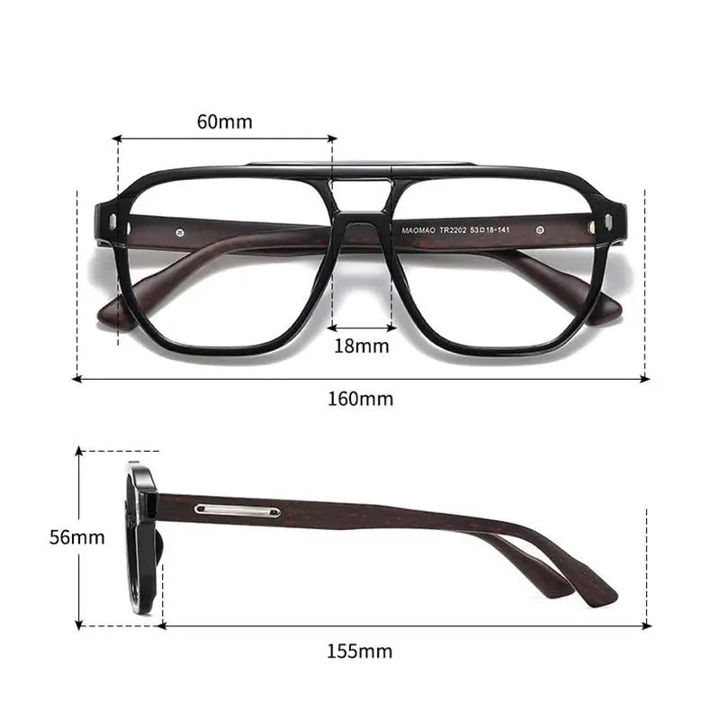 Men's Square Full Rim Acetate Double Bridge Prescription Glasses 220200 — view 2 | Rx Spectacle