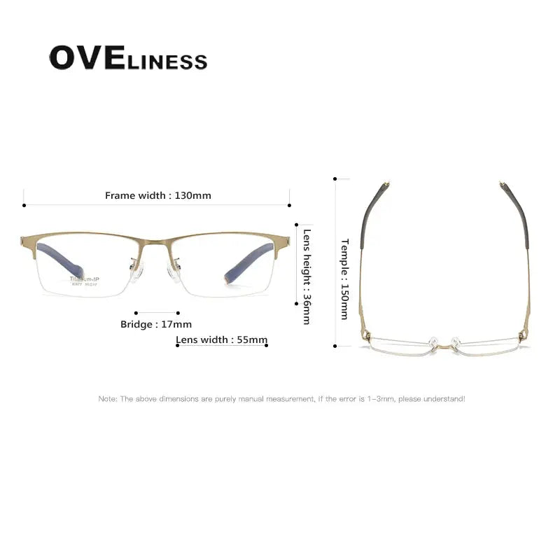 Unisex Square Semi-Rimless Titanium Prescription Glasses 80877 — view 6 | Rx Spectacle