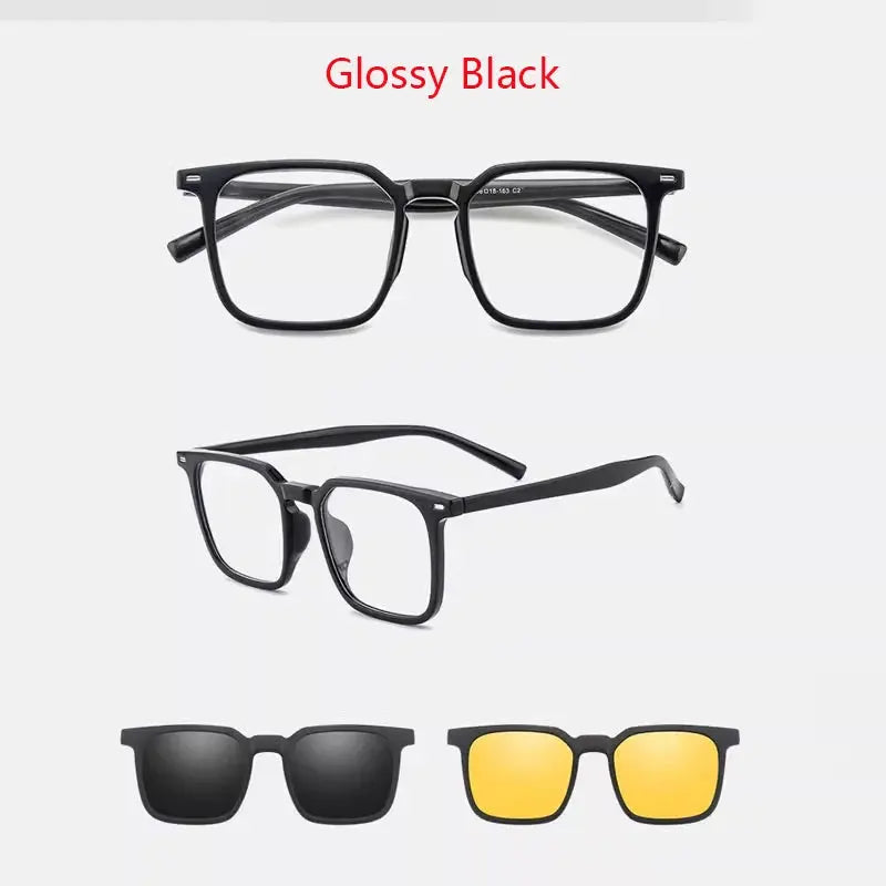 Men's Square Full Rim Acetate Clip-On Prescription Glasses 001000 — view 3 | Rx Spectacle