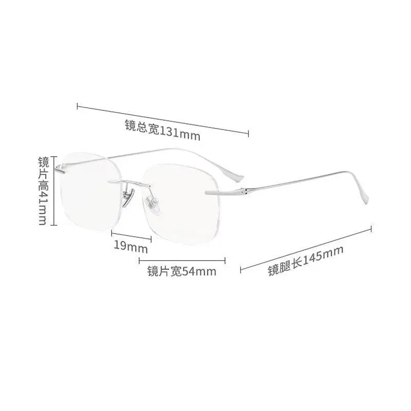 Unisex Square Rimless Titanium Prescription Glasses Eyeglasses1135 — view 7 | Rx Spectacle