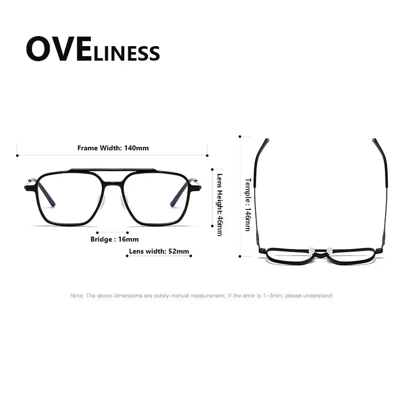 Unisex Square Full Rim Titanium Double Bridge Prescription Glasses 88658 — view 2 | Rx Spectacle