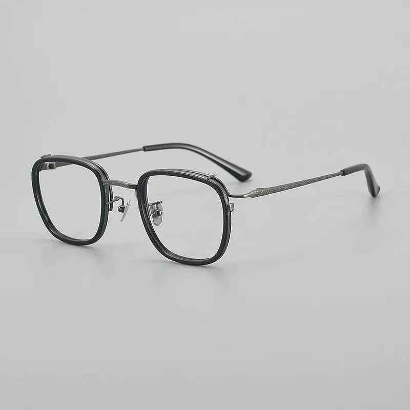 Unisex Square Full Rim Titanium Prescription Glasses 6015 — view 7 | Rx Spectacle