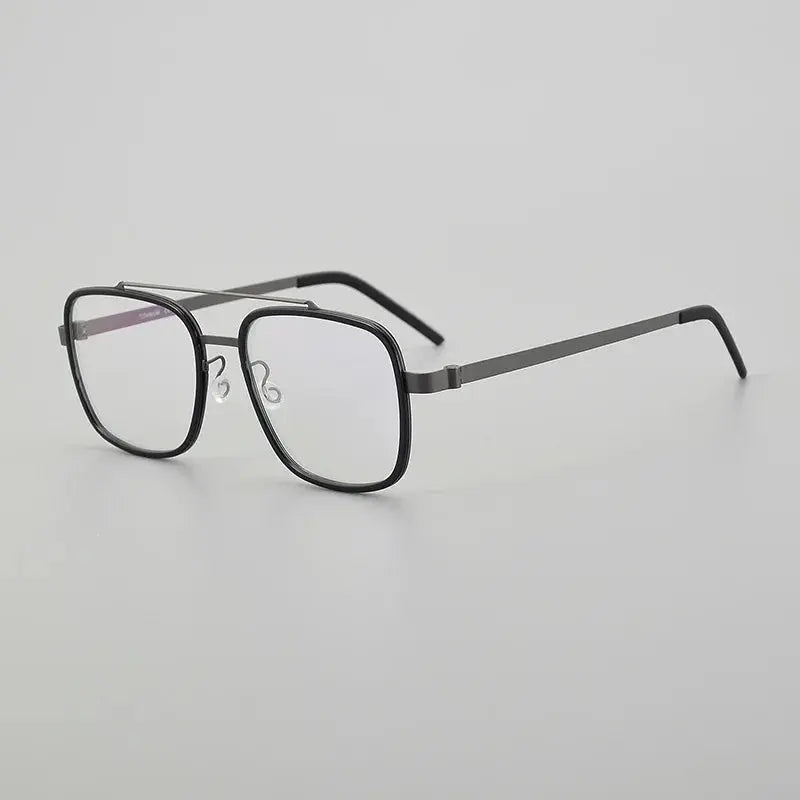 Unisex Square Full Rim Titanium Double Bridge Prescription Glasses 19744 — view 5 | Rx Spectacle