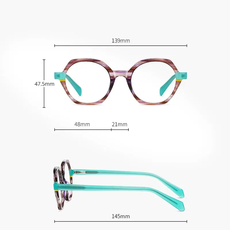 Women's Polygon Full Rim Acetate Prescription Glasses 8825 — view 6 | Rx Spectacle