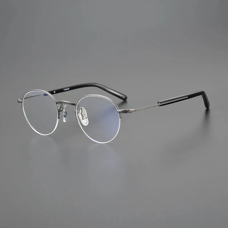 Unisex Oval Semi-Rimless Titanium Prescription Glasses 517110 — view 4 | Rx Spectacle